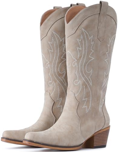 Cowboy Boots For Women Western Cowgirl Boots Mid Calf Snip Toe